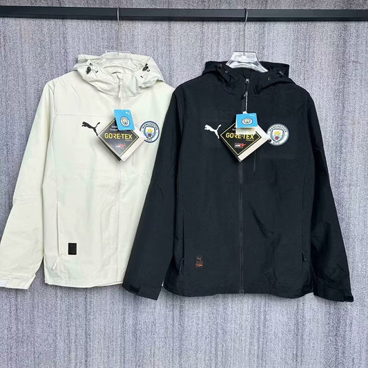 Manchester City Windbreaker Interchange Jacket Black White Football Jersey 2025/2026