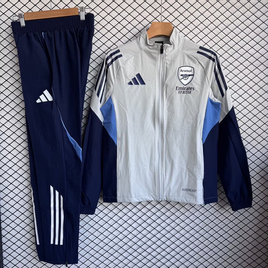 Arsenal Windbreaker Sets With Pants Grey Football Jersey 2025/2026