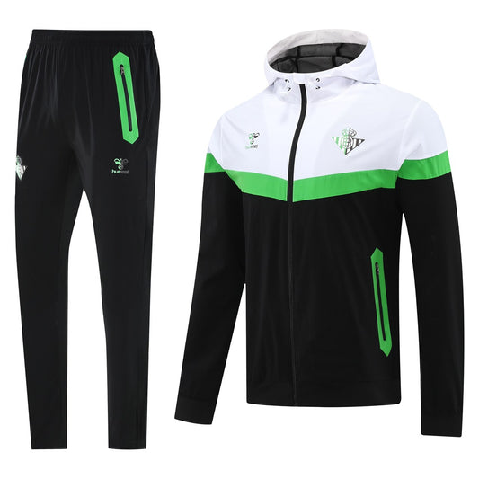 Betis Windbreaker Sets With Pants Black Football Jersey 2025/2026
