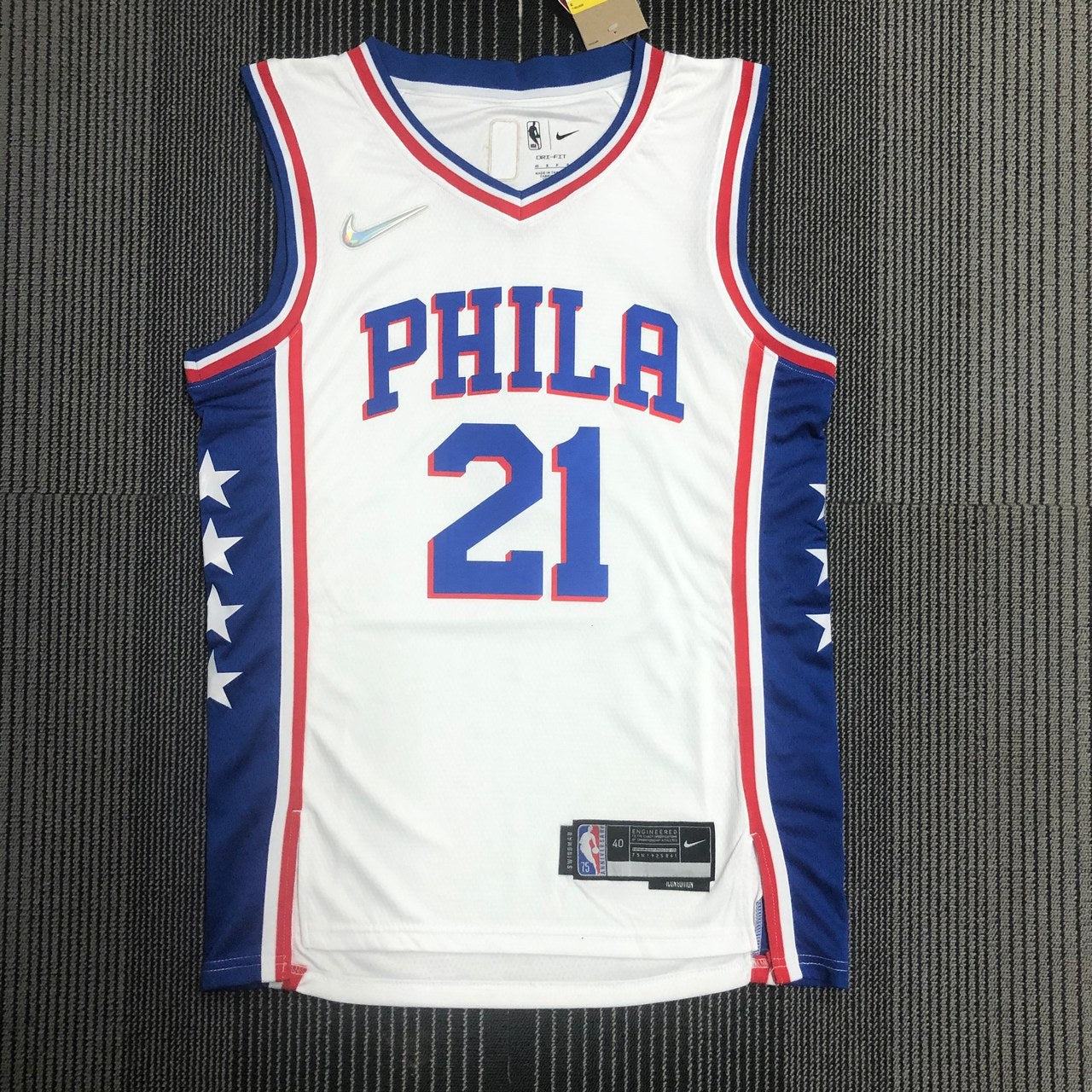 Philadelphia 76Ers White #21 EMBIID NBA Season Jerseys 75 Year