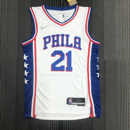 Philadelphia 76Ers White #21 EMBIID NBA Season Jerseys 75 Year