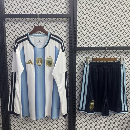 Argentina Home Long Sleeve With Pants Sets Fans Football Jersey 2026/2027