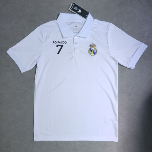 Real Madrid Polo Fans White #7 RONALDO Football Jersey 2025/2026