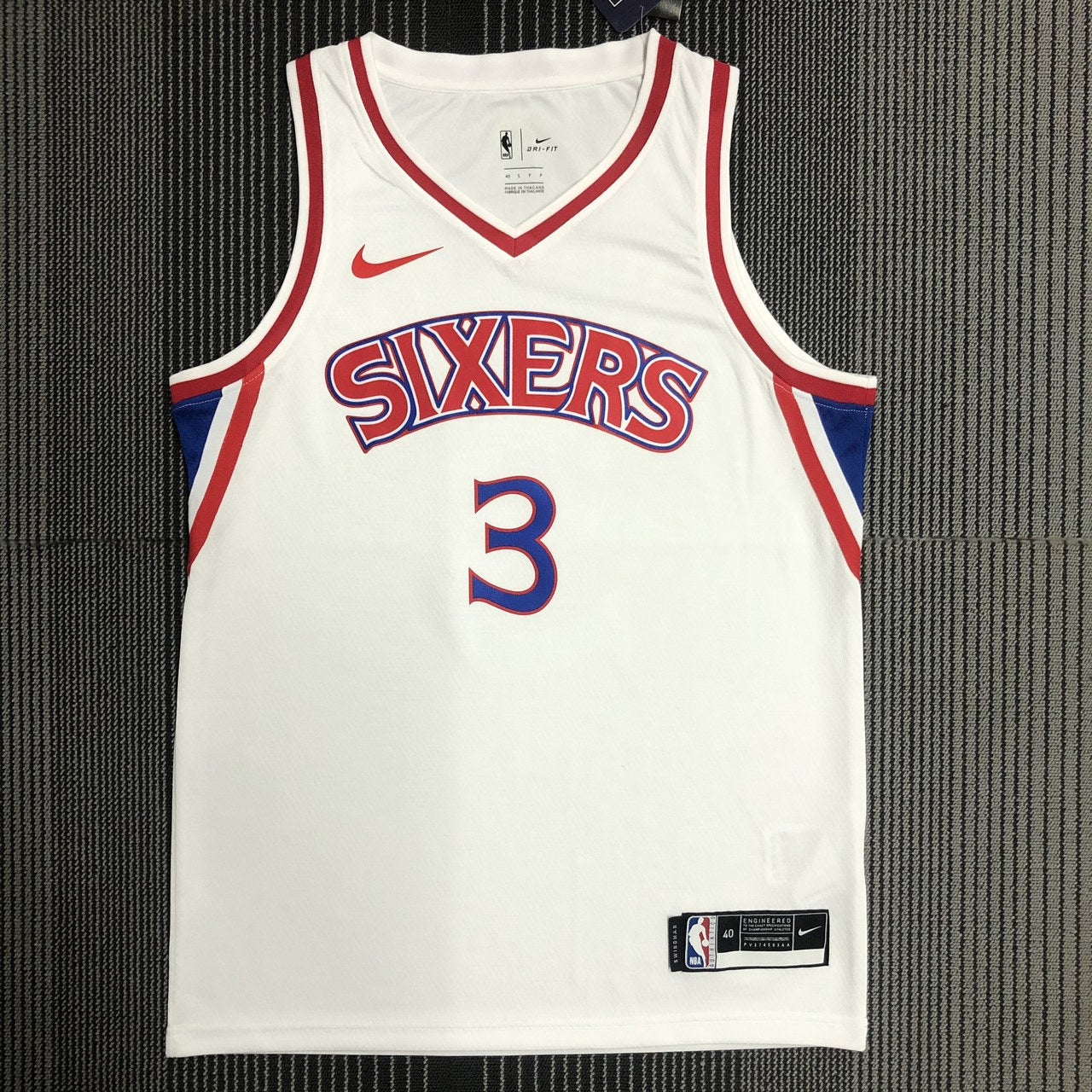 Philadelphia 76Ers Retro White #3 IVERSON NBA Season Jerseys