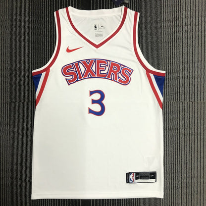 Philadelphia 76Ers Retro White #3 IVERSON NBA Season Jerseys