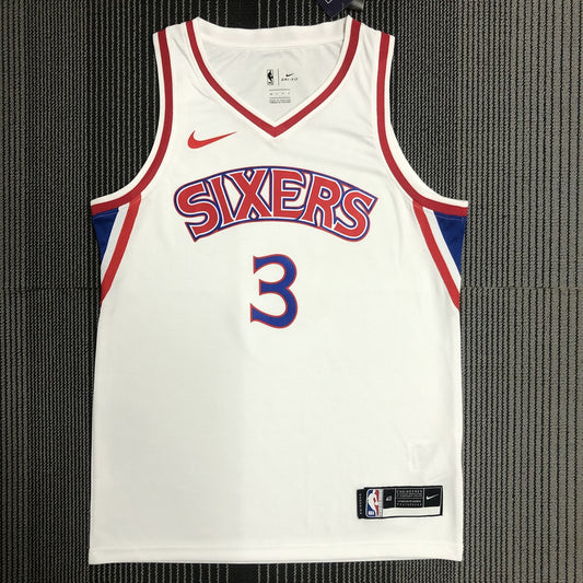 Philadelphia 76Ers Retro White #3 IVERSON NBA Season Jerseys
