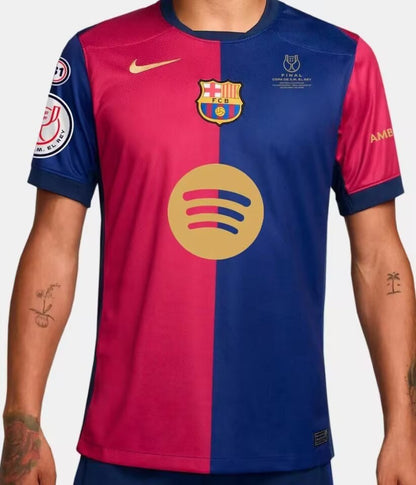 Barcelona Home King Cup Champion Final Version Fans Football Jersey 2024/2025