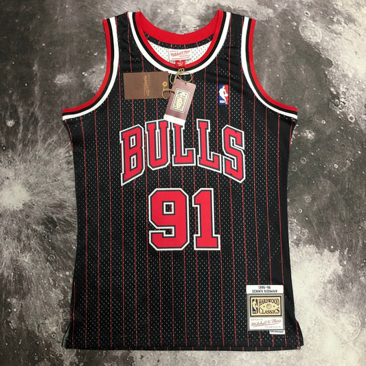 Chicago Bulls Black Stripe #91 RODMAN NBA Season Jerseys 1991