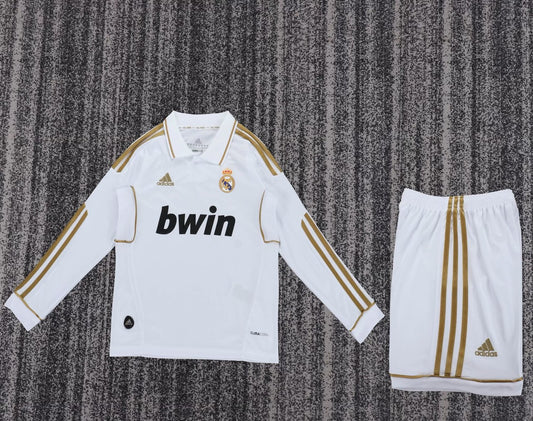 Retro Real Madrid Long Home Kids Football Jersey 2011/2012