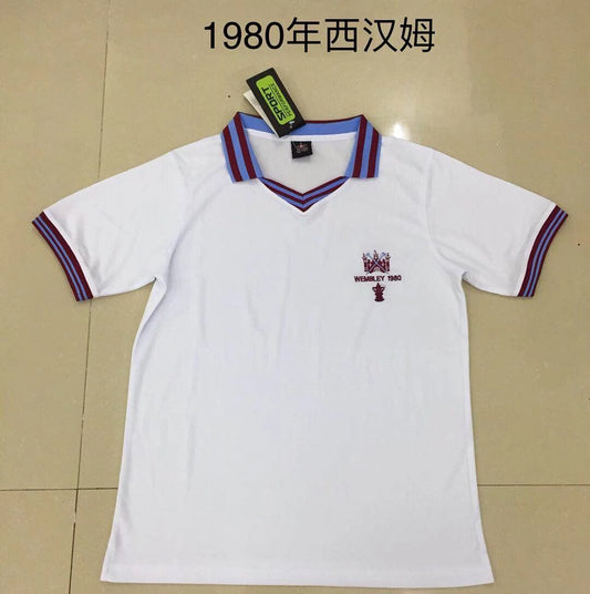 Retro West Ham Away White Football Jersey 1980