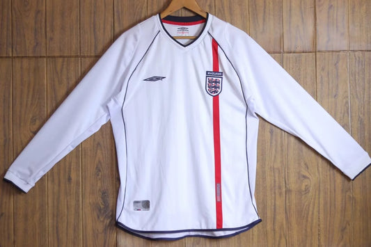 Retro England Home Long Football Jersey 2002
