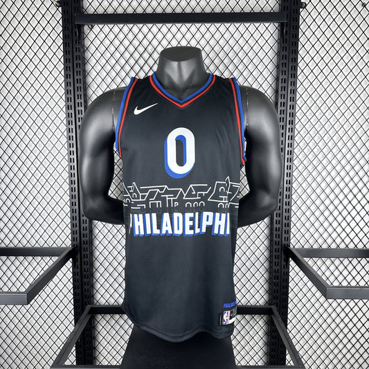 Philadelphia 76Ers City Edition Retro Black #0 MAXEY NBA Season Jerseys 2021