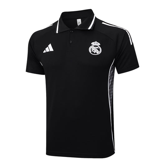 Real Madrid Polo Fans Black Stripe Inkjet Football Jersey 2025/2026