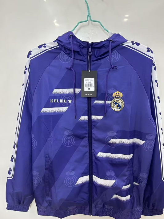 Real Madrid Retro Blue Windbreaker Football Jersey 2025/2026