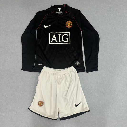 Retro Manchester United Away Long Kids Football Jersey 2007/2008