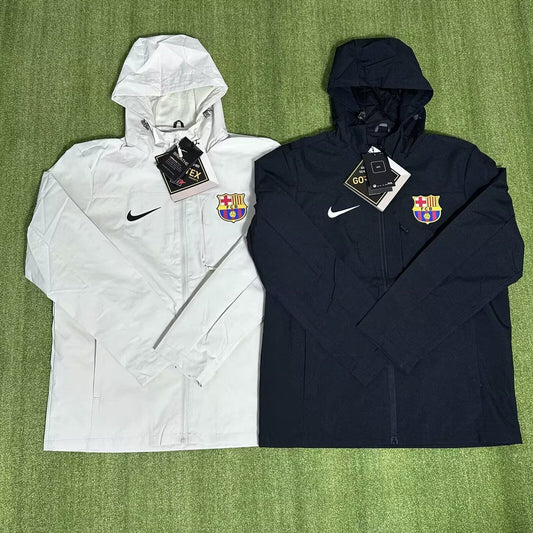 Barcelona Windbreaker Interchange Jacket Black White Football Jersey 2025/2026
