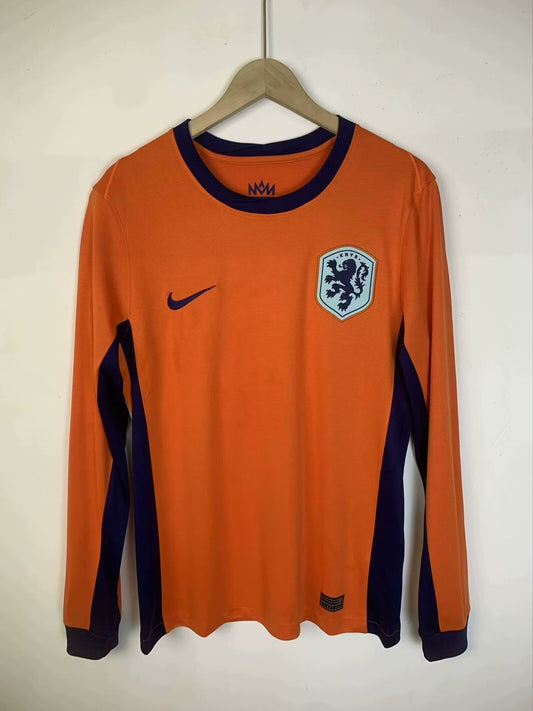 Netherlands Home Long Sleeves Fans Football Jersey 2024/2025