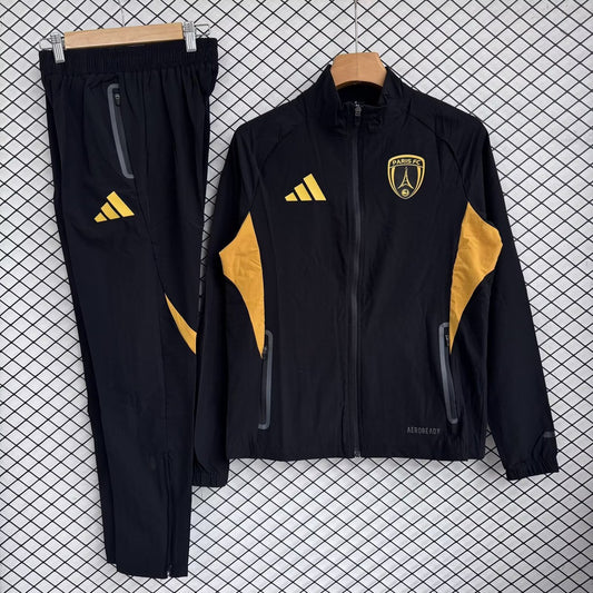 PSG Paris Windbreaker Sets With Pants Black Football Jersey 2025/2026