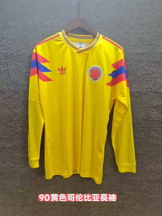 Retro Colombia Home Long Sleeve Football Jersey 1990