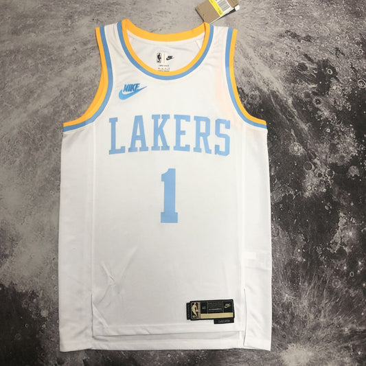 Retro Los Angeles Lakers White #1 RUSSELL NBA Season Jerseys 2023