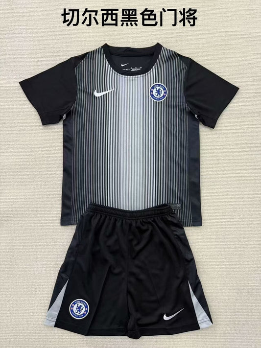 Chelsea Goalkeeper Black Kids Football Jersey 2025/2026