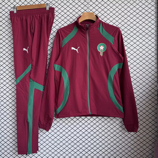Morocco Windbreaker Sets With Pants Red Football Jersey 2026/2027