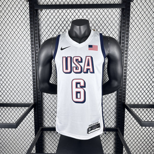 USA Los Angeles Lakers White #6 JAMES NBA Jerseys 2024 Olympic Games