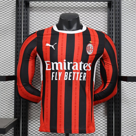 AC Milan Home Long Sleeves Player Football Jersey 2024/2025