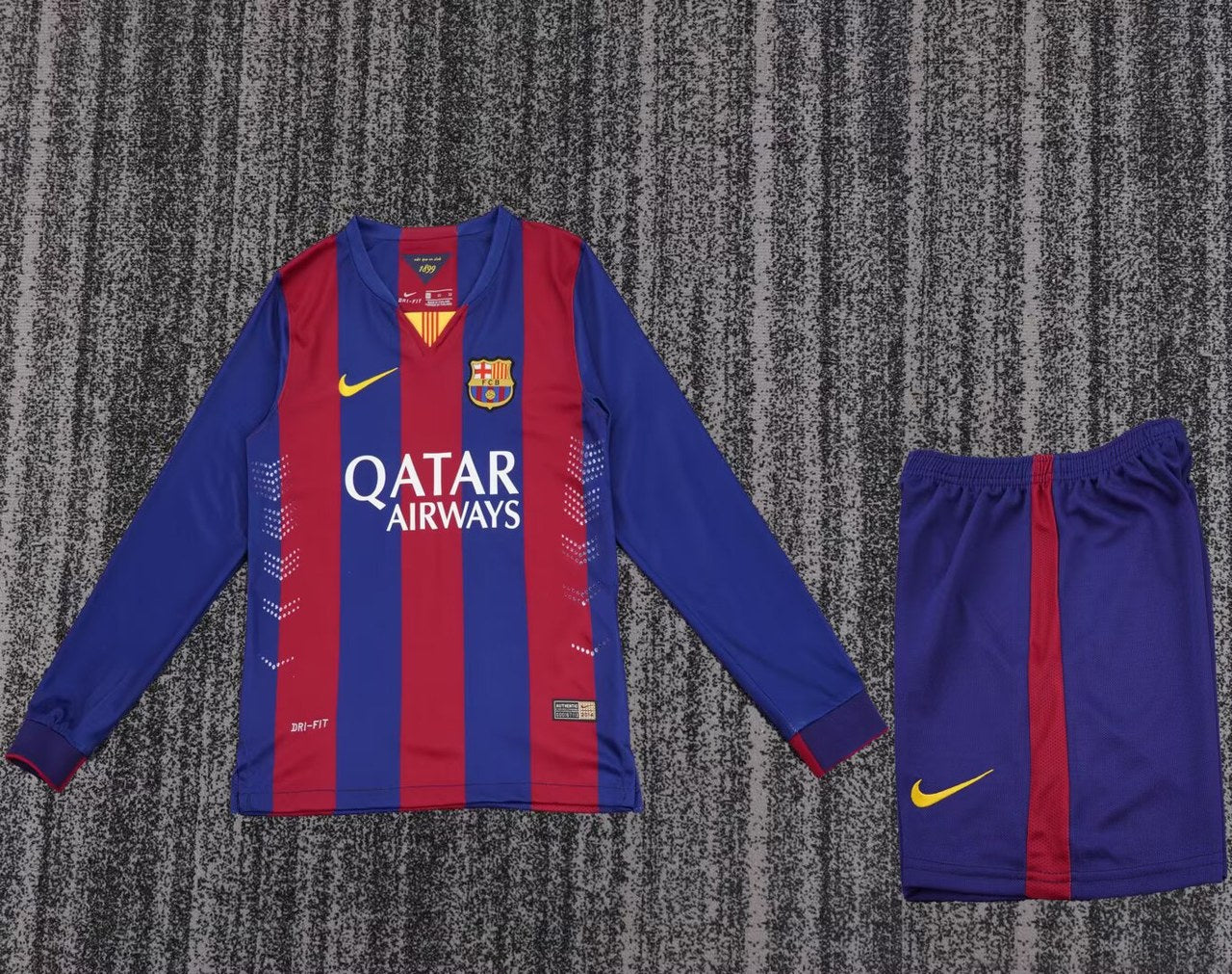 Retro Barcelona Long Home Kids Football Jersey 2014/2015