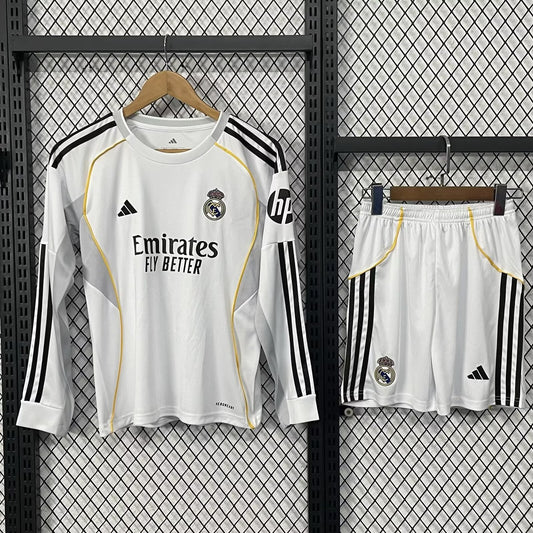 Real Madrid Home Long With Pants Sets Fans Football Jersey 2025/2026