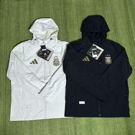 Argentina Windbreaker Interchange Jacket Black White Football Jersey 2025/2026