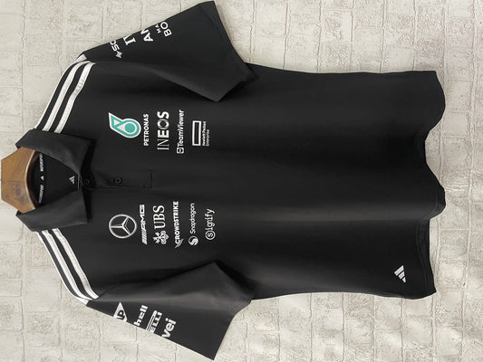 F1 Mercedes Black POLO Short Sleeve Racing Suit 2025