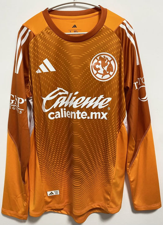Club America Goalkeeper Long Sleeve Player Orange Football Jersey 2025/2026