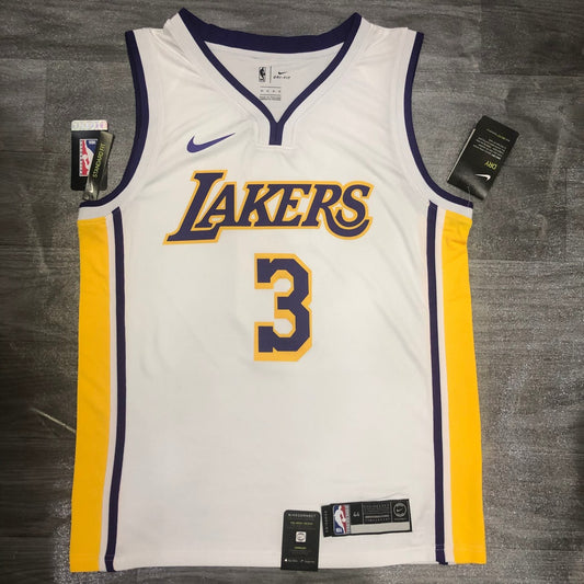 NBA Los Angeles Vintage White V-collar No. 3 Davis With Chip