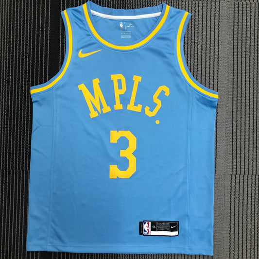 Los Angeles Lakers Round Neck MPLS Blue #3 DAVIS NBA Season Jerseys