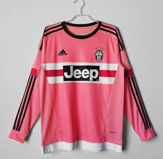 Retro Juventus Away Pink Long Sleeve Football Jersey 2015/2016
