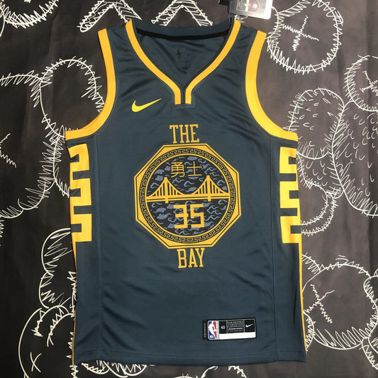 Golden State Warriors Grey Retro #35 DURANT NBA Season Jerseys 2018