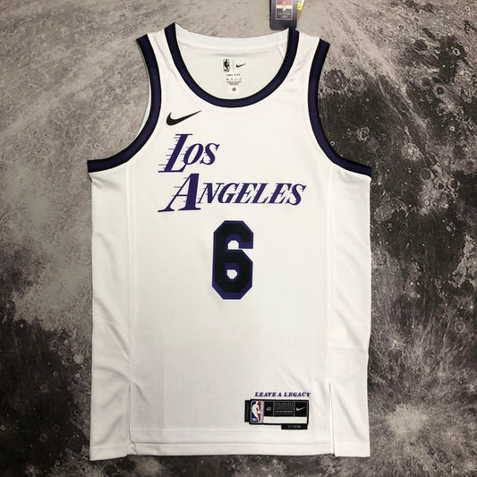 Los Angeles Lakers City Edition White #6 James Round Neck NBA Season Jerseys 2023