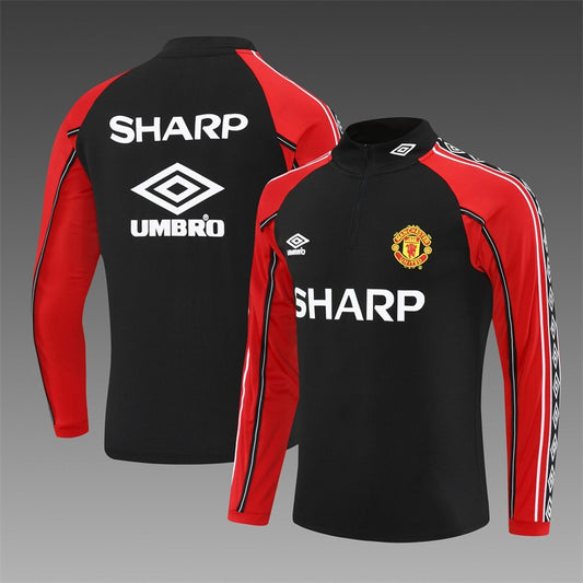 Retro Manchester United Training Tracksuit Black 1998/1999