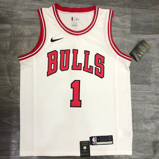 NBA Bulls Crew Neck White No. 1 Ross With Chip