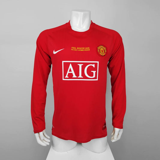 Retro Manchester United Long Home With Embroidery Champion Football Jersey 2007/2008