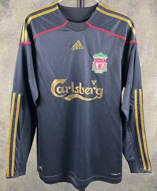 Retro Liverpool Black Away Long Sleeve Football Jersey 2009/2010