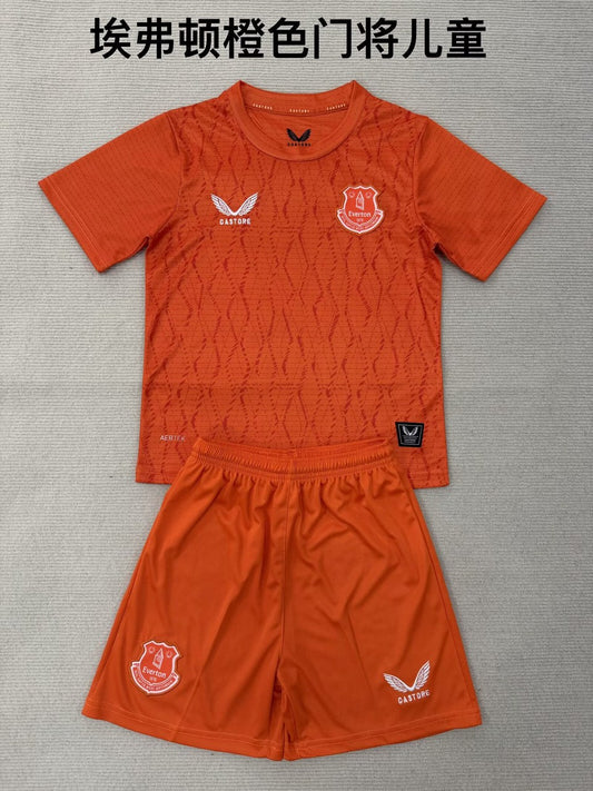 Everton Goalkeeper Orange Kids Football Jersey 2025/2026