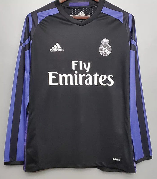 Retro Real Madrid Away Black Sleeve Football Jersey 2016/2017