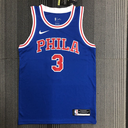 Philadelphia 76Ers Retro Blue #3 IVERSON NBA Season Jerseys