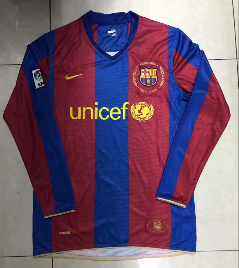 Retro Barcelona Home Long Sleeve Football Jersey 2007/2008