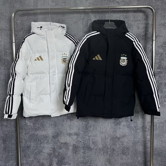 Argentina Windbreaker Cotton Clothing Jacket Black White Football Jersey 2025/2026