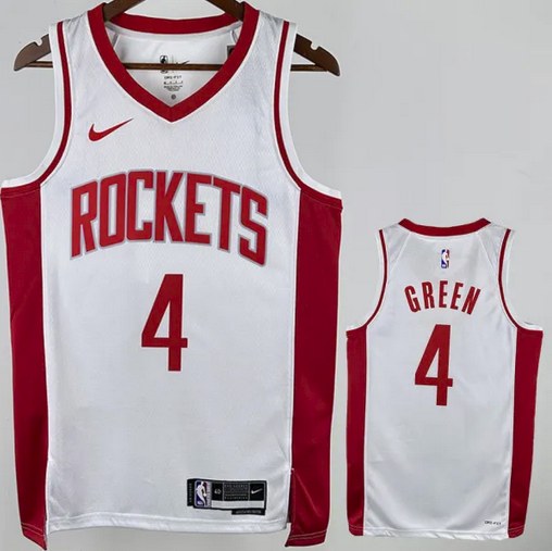 Rockets GREEN #4 White NBA Jerseys Hot Pressed 2024/2025