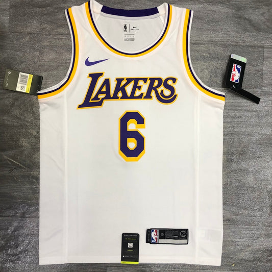 Los Angeles Lakers White Round Neck #6 JAMES NBA Jerseys