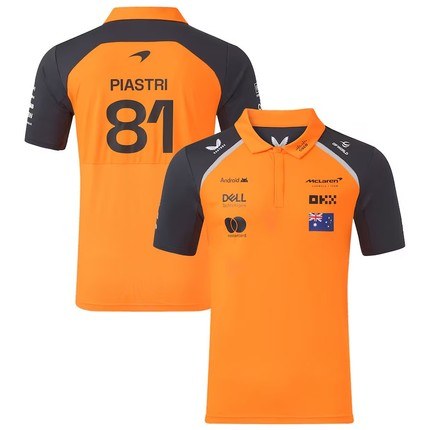 F1 McLaren Polo Orange Short Sleeve Racing Suit 2025